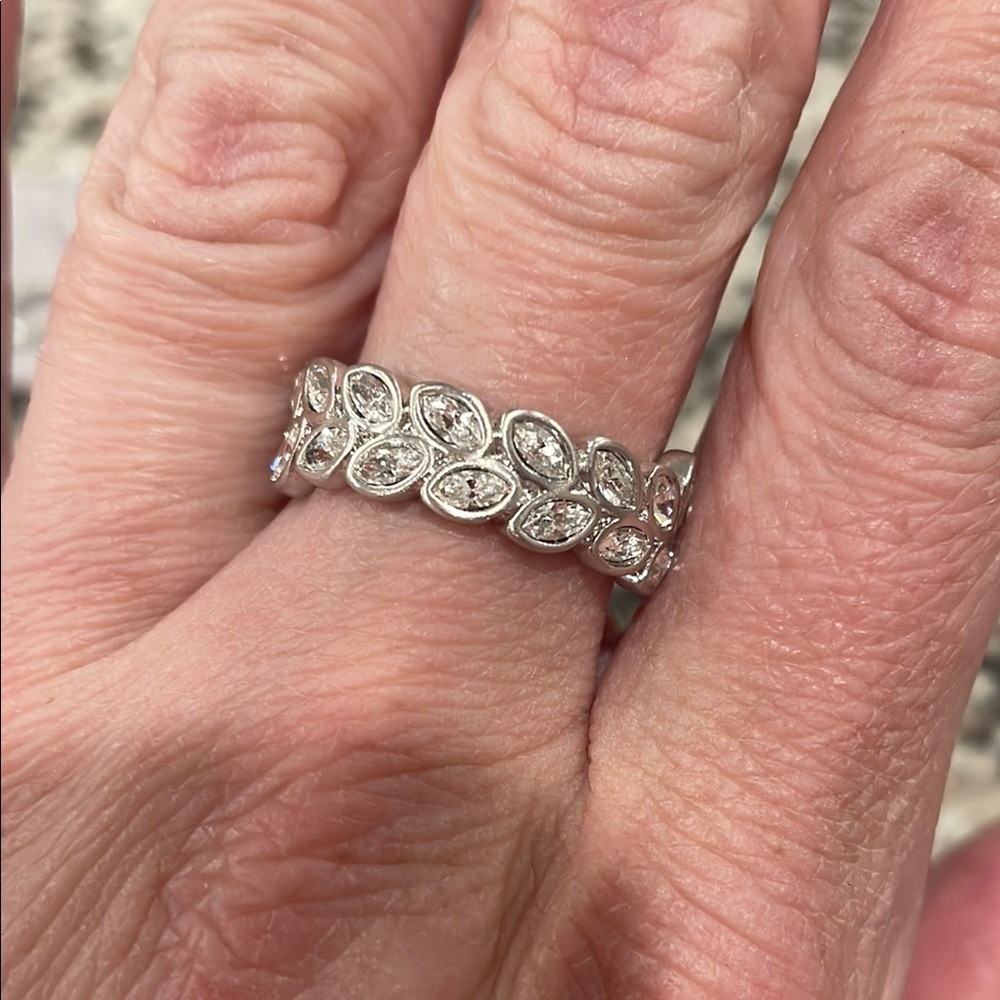 Swarovski Silver Floral Eternity Ring